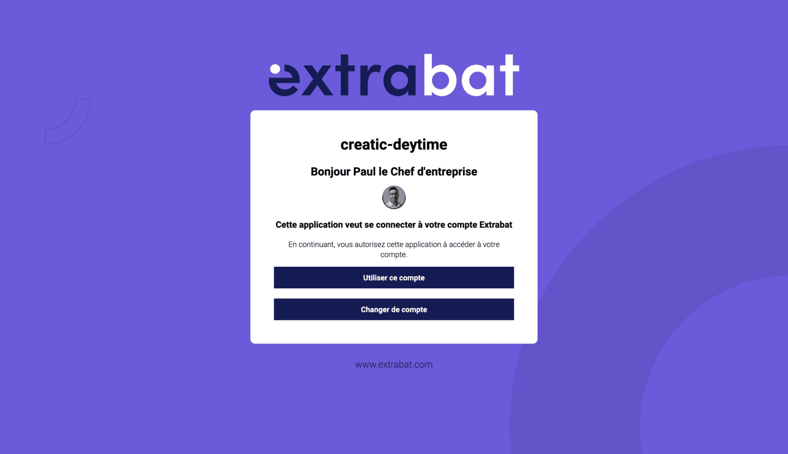 Connexion Deytime via Extrabat