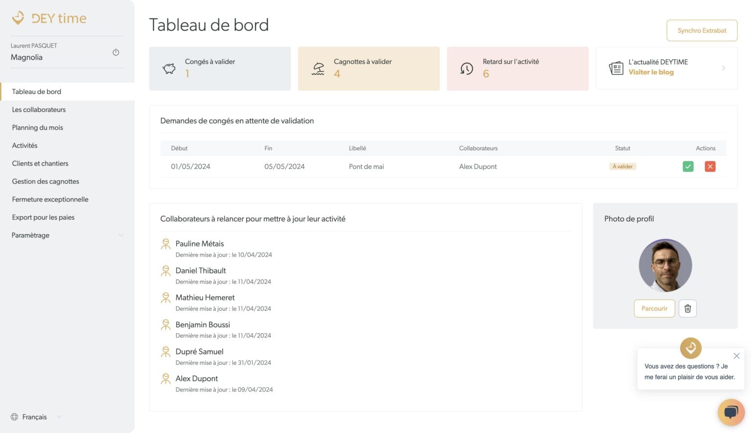 Tableau de bord Deytime